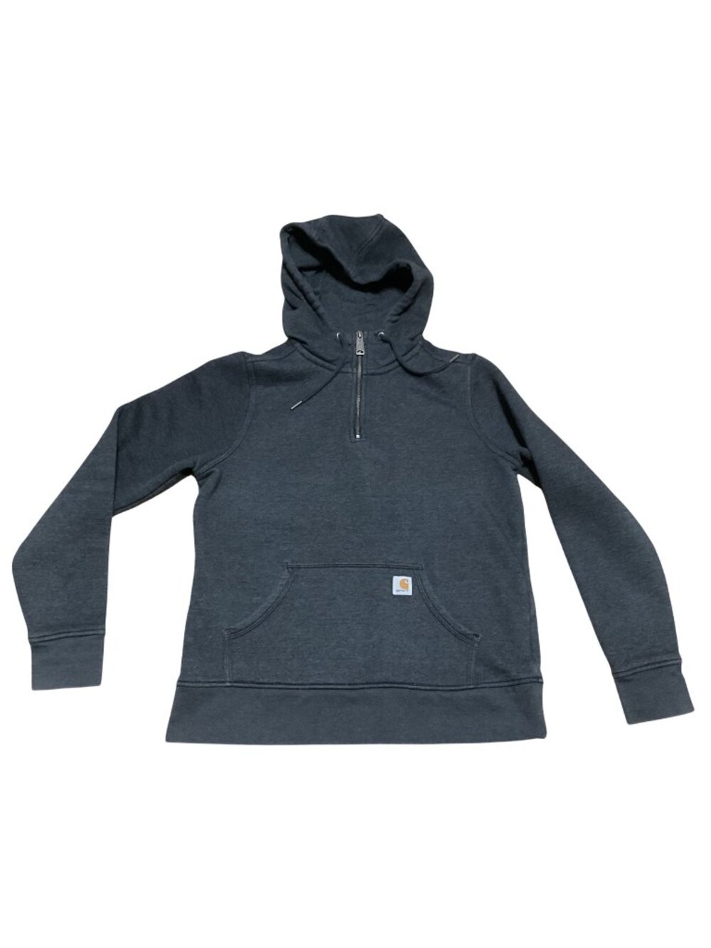 Carhartt Clarksburg Quarter Zip Hooded Sweatshirt Sz M Heather Gray Womens